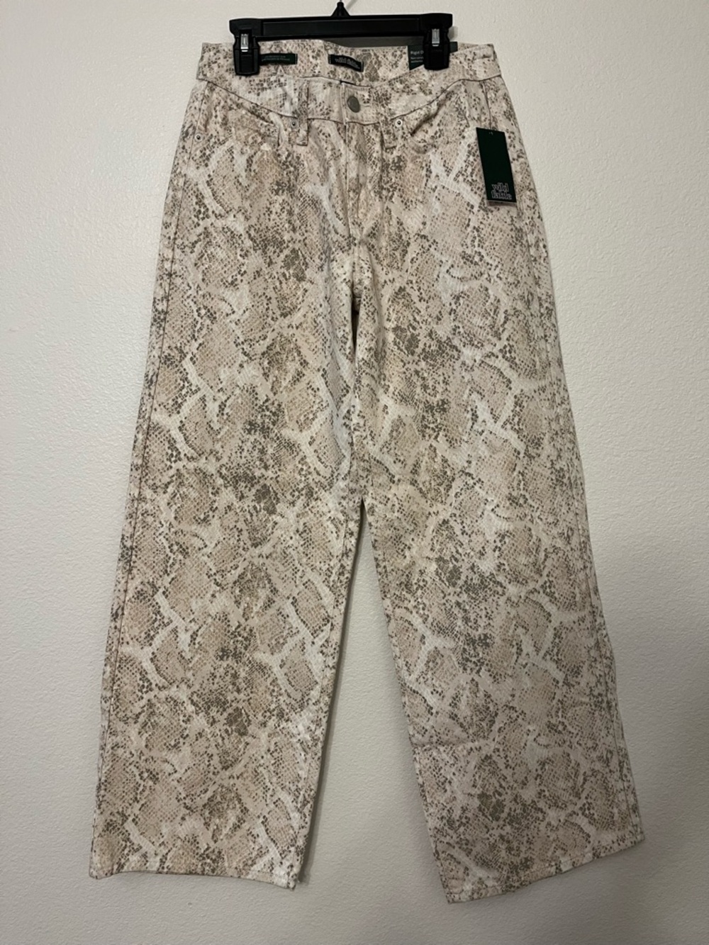 NWT wild fable Snake Print Wide-Leg Demin Pants - Beige Taupe